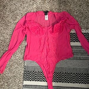 Sincerely Jules Vibrant Pink Lace Bodysuit